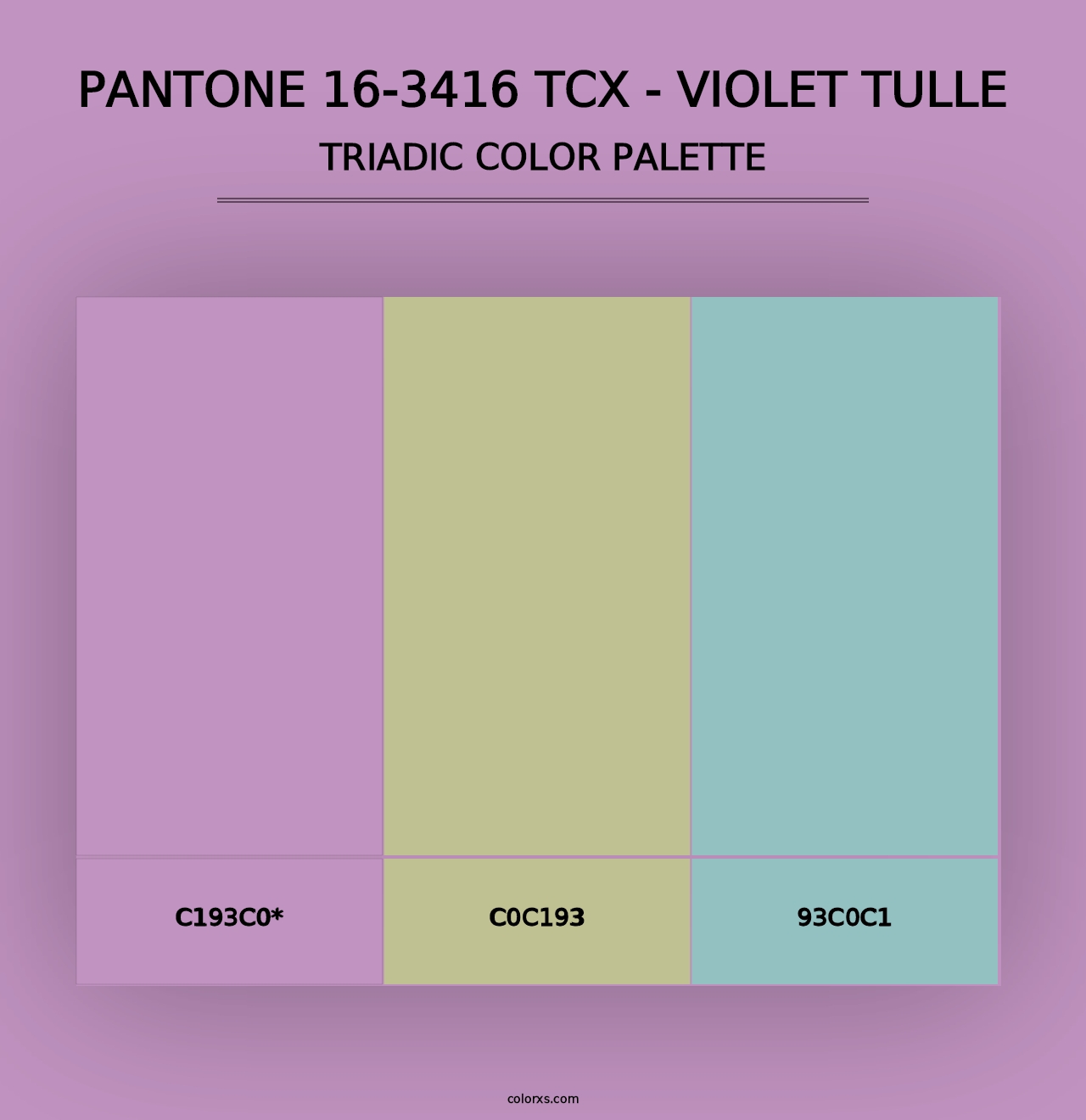 PANTONE 16-3416 TCX - Violet Tulle - Triadic Color Palette