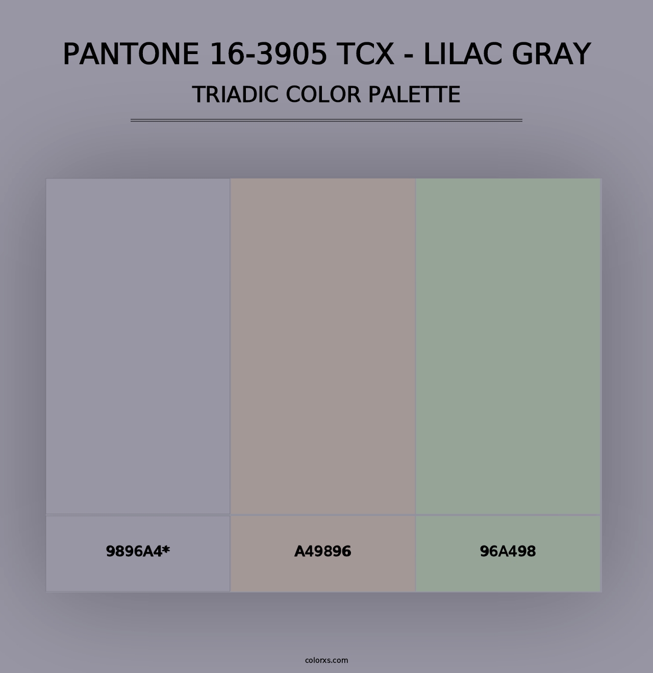 PANTONE 16-3905 TCX - Lilac Gray - Triadic Color Palette