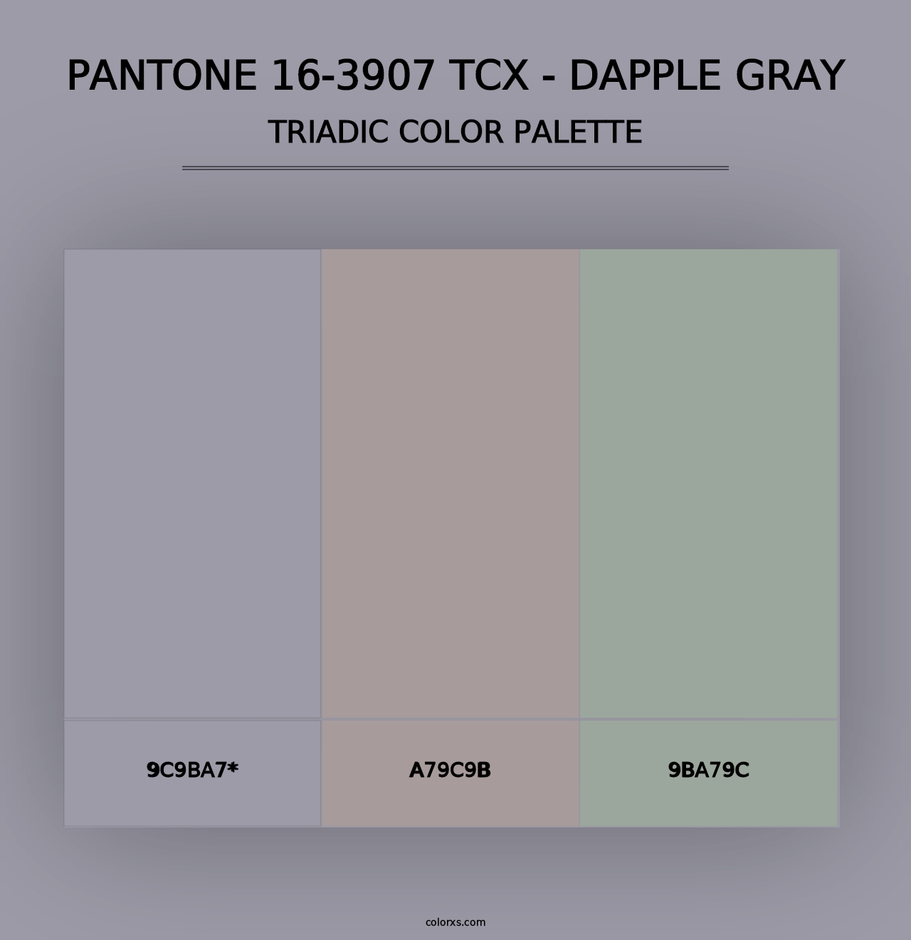 PANTONE 16-3907 TCX - Dapple Gray - Triadic Color Palette