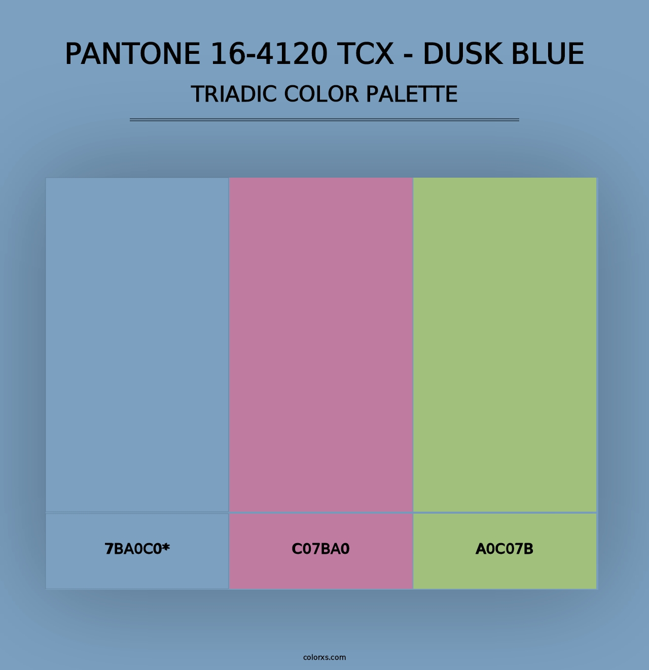 PANTONE 16-4120 TCX - Dusk Blue - Triadic Color Palette