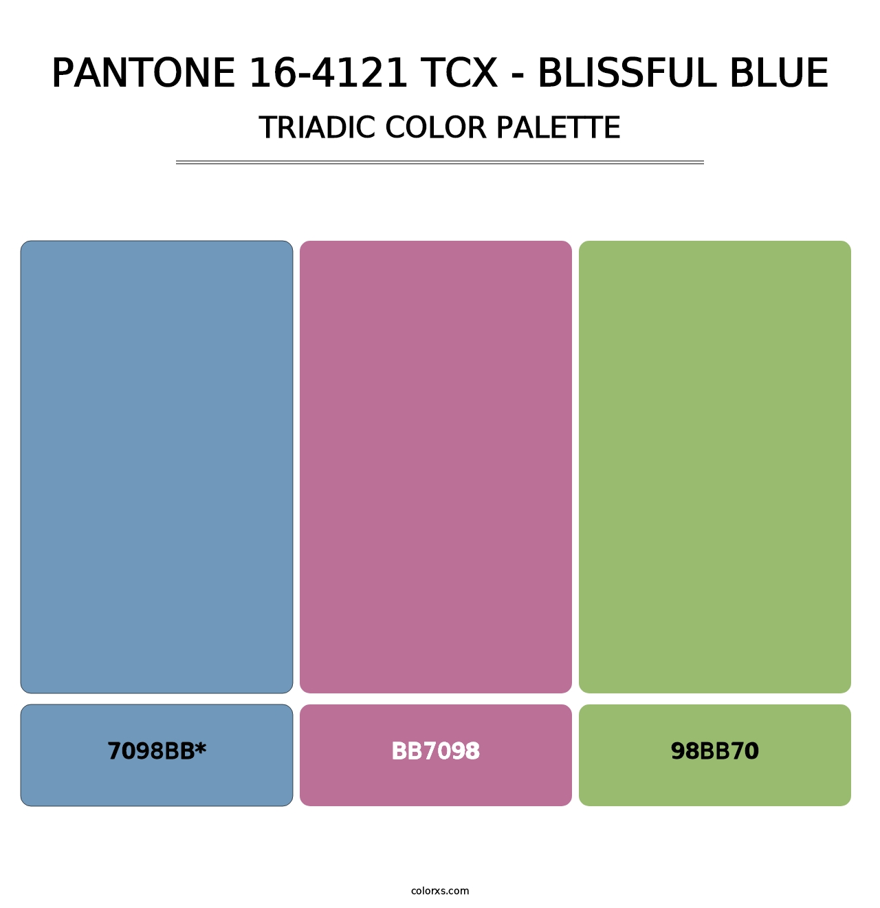 PANTONE 16-4121 TCX - Blissful Blue - Triadic Color Palette