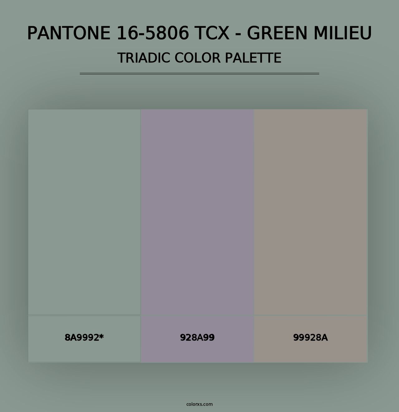 PANTONE 16-5806 TCX - Green Milieu - Triadic Color Palette