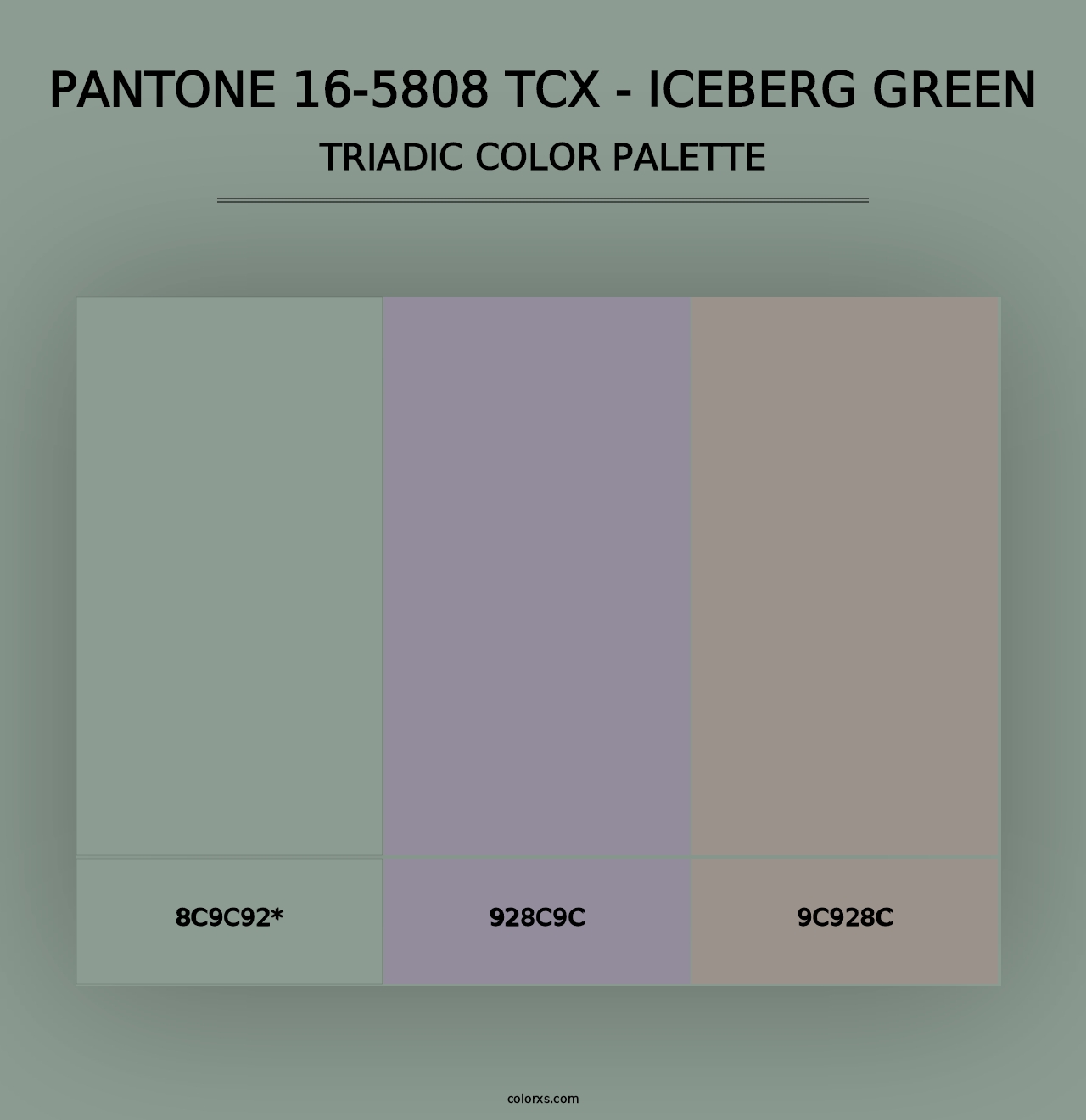 PANTONE 16-5808 TCX - Iceberg Green - Triadic Color Palette