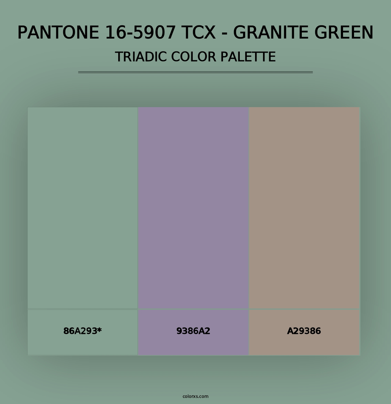 PANTONE 16-5907 TCX - Granite Green - Triadic Color Palette