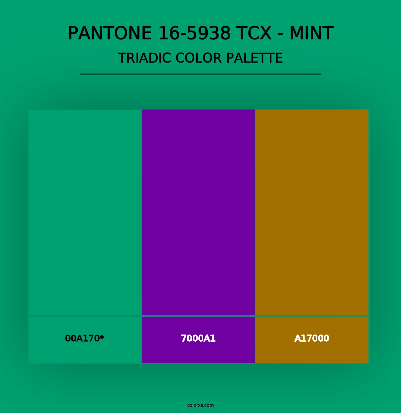 PANTONE 16-5938 TCX - Mint - Triadic Color Palette