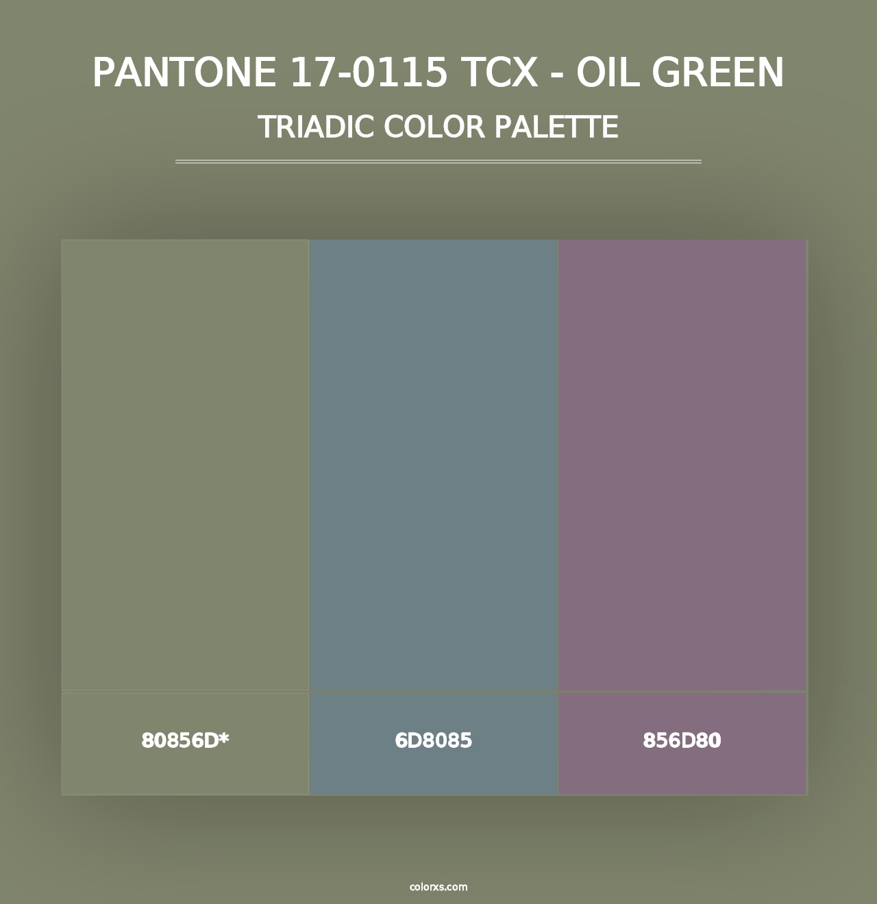 PANTONE 17-0115 TCX - Oil Green - Triadic Color Palette