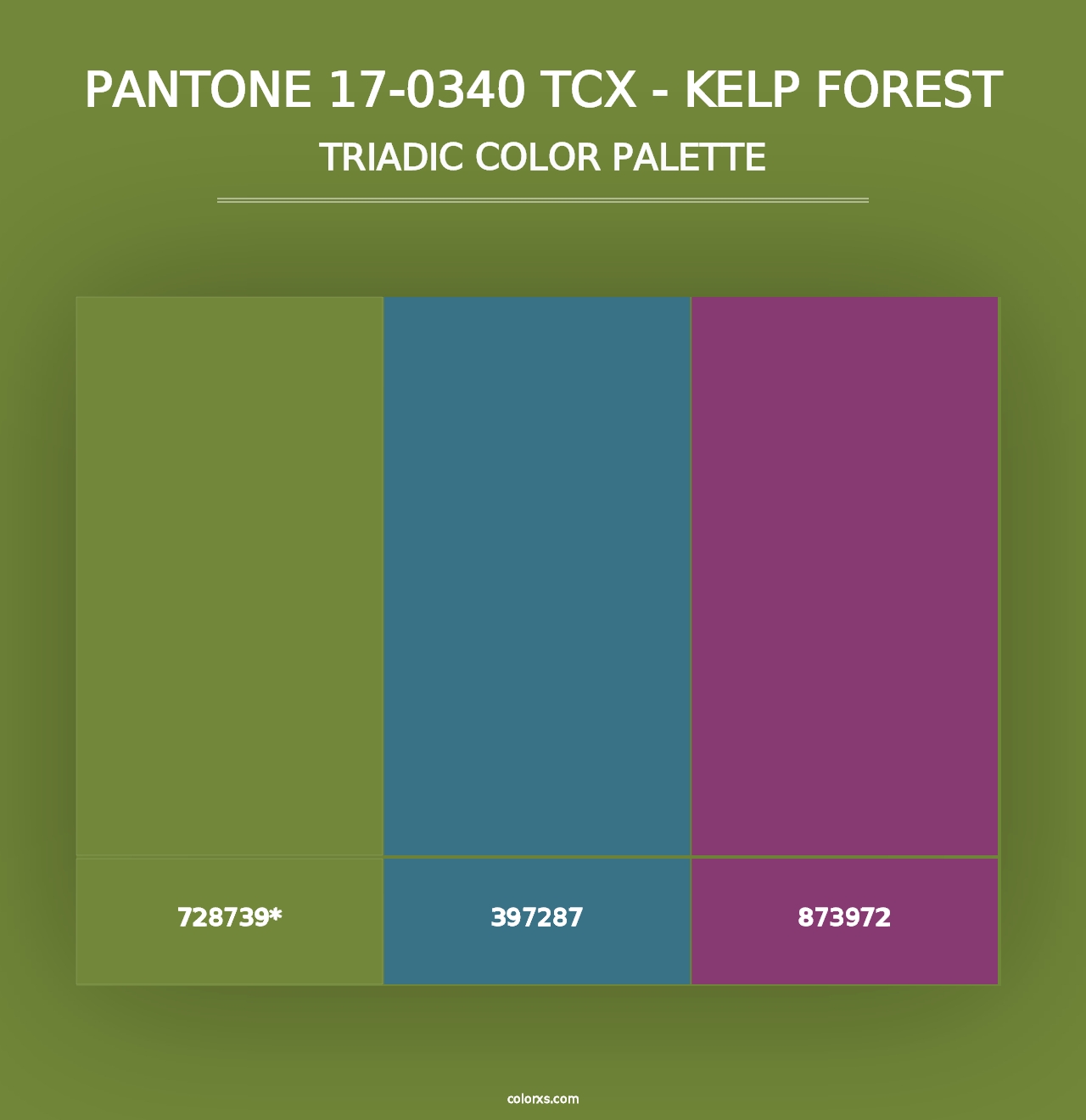 PANTONE 17-0340 TCX - Kelp Forest - Triadic Color Palette