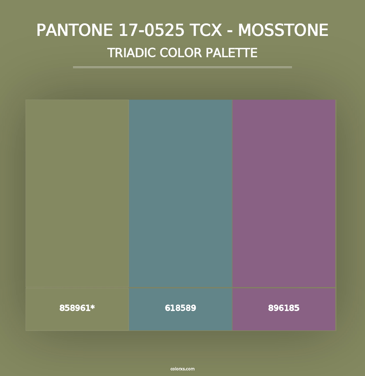 PANTONE 17-0525 TCX - Mosstone - Triadic Color Palette