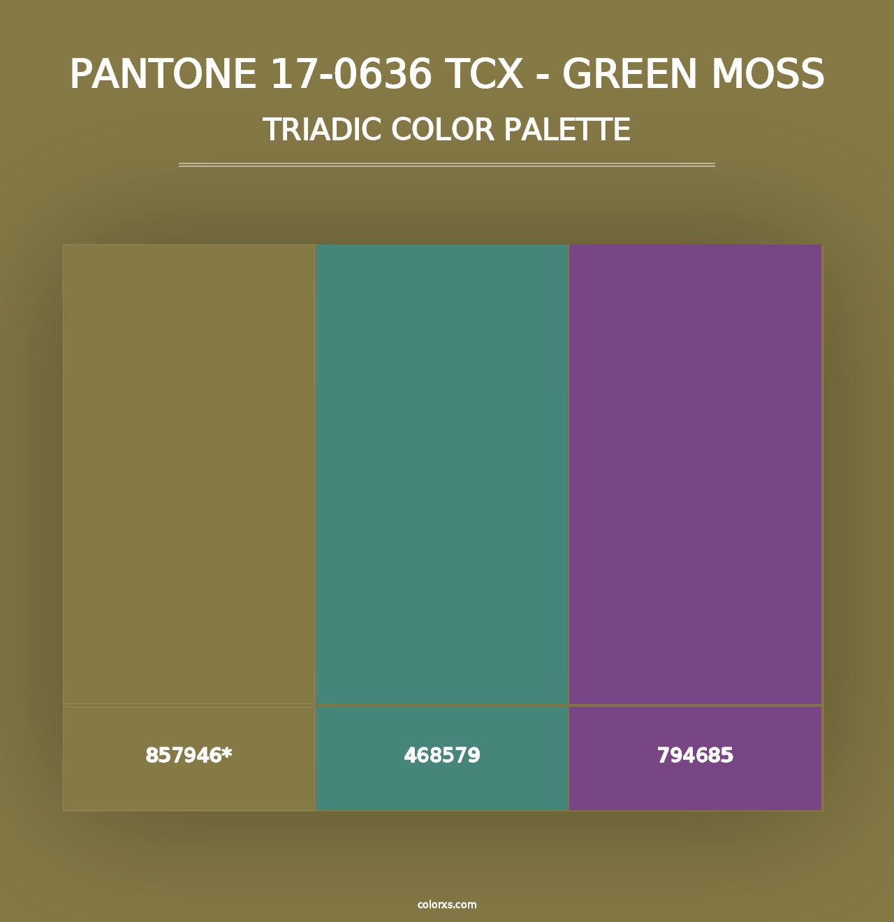 PANTONE 17-0636 TCX - Green Moss - Triadic Color Palette