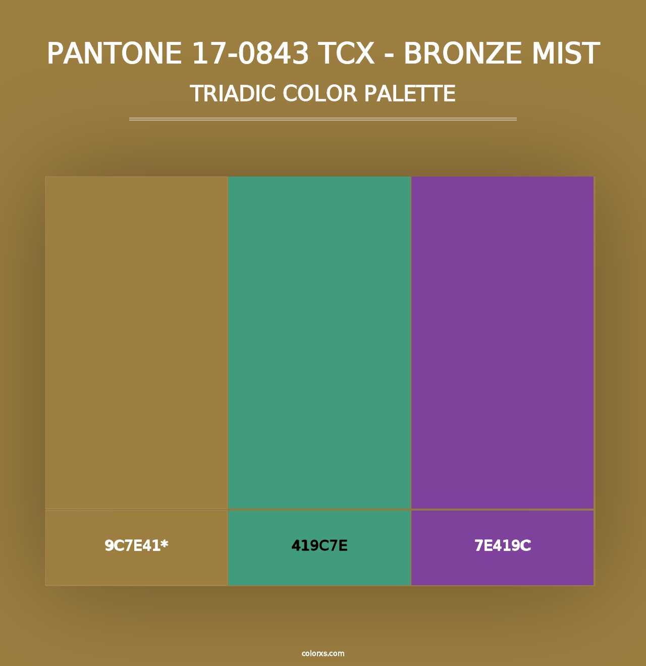 PANTONE 17-0843 TCX - Bronze Mist - Triadic Color Palette