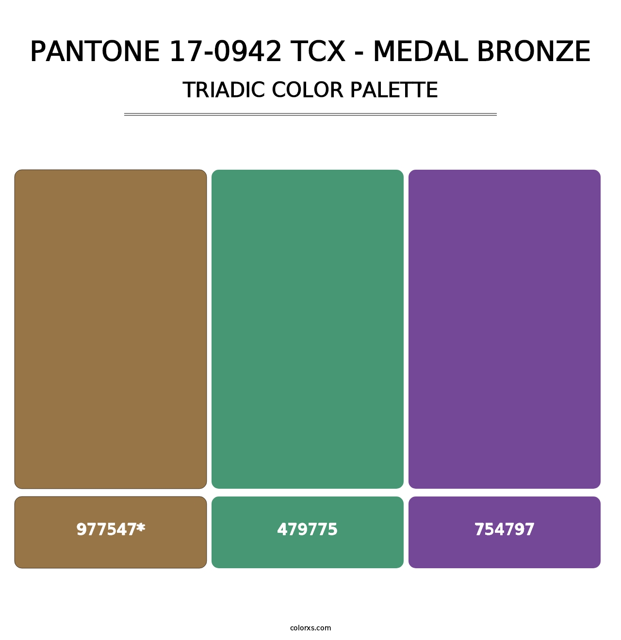 PANTONE 17-0942 TCX - Medal Bronze - Triadic Color Palette