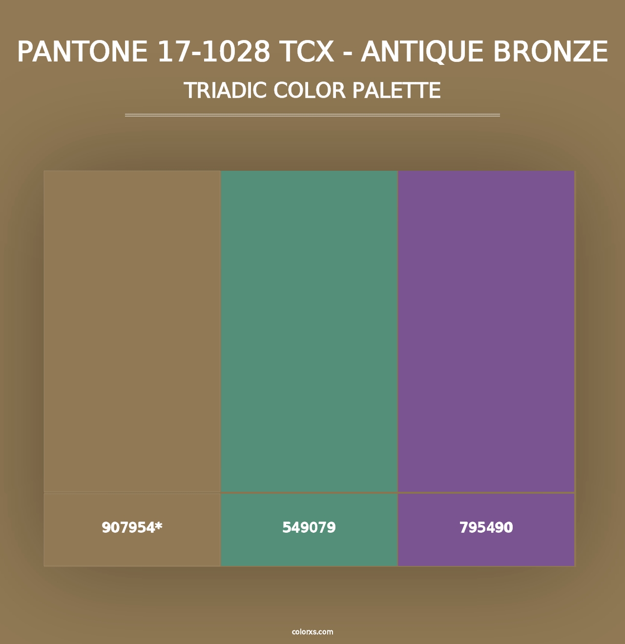 PANTONE 17-1028 TCX - Antique Bronze - Triadic Color Palette