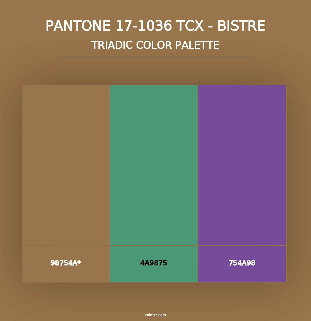 PANTONE 17-1036 TCX - Bistre - Triadic Color Palette