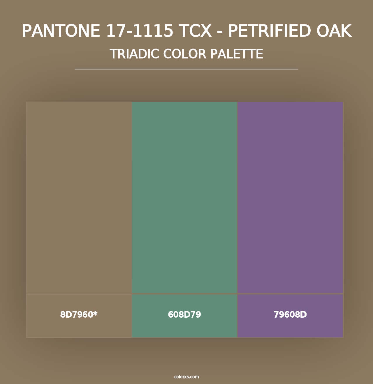 PANTONE 17-1115 TCX - Petrified Oak - Triadic Color Palette