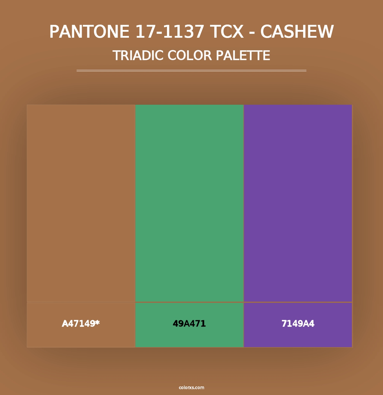 PANTONE 17-1137 TCX - Cashew - Triadic Color Palette