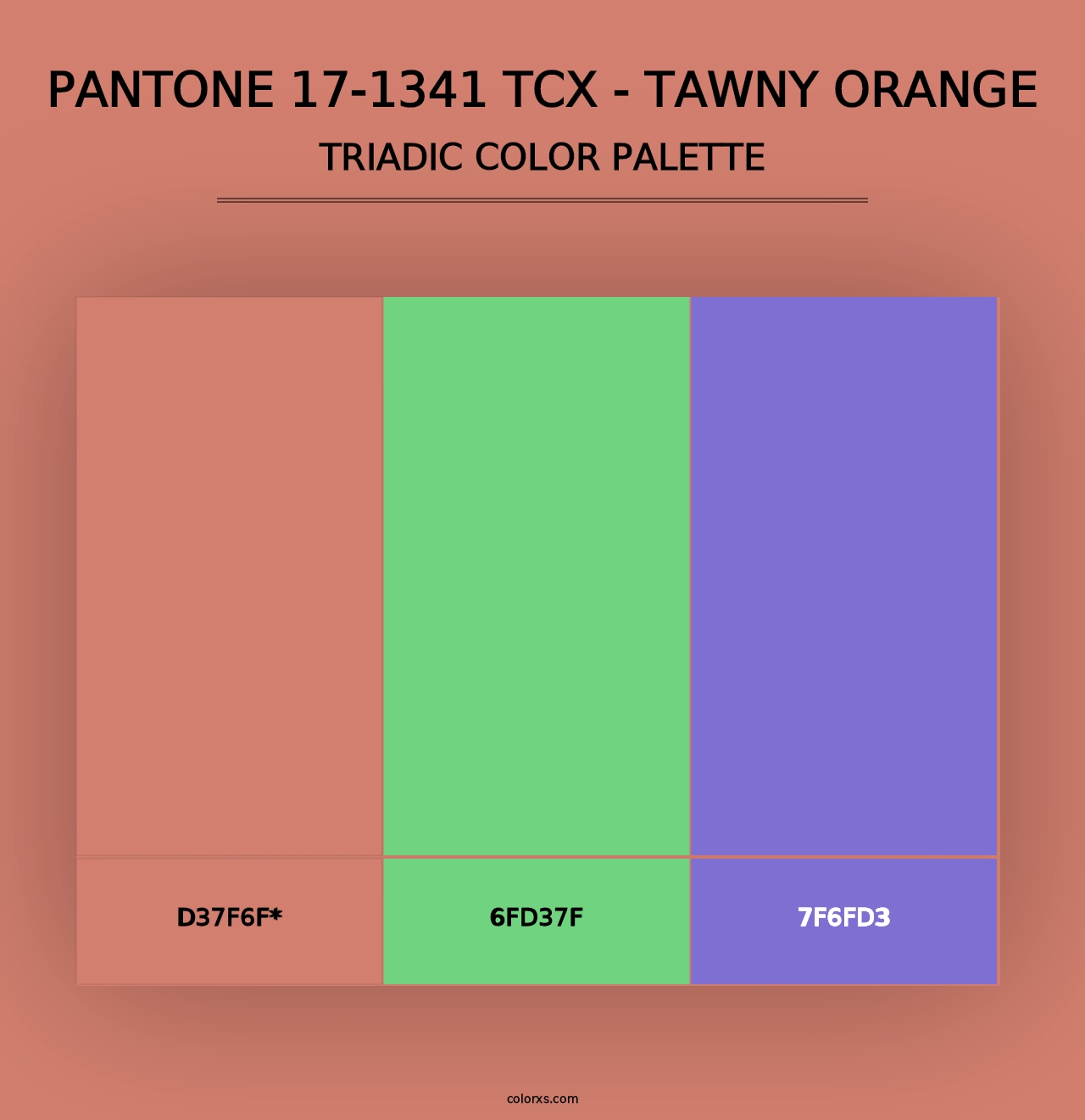 PANTONE 17-1341 TCX - Tawny Orange - Triadic Color Palette