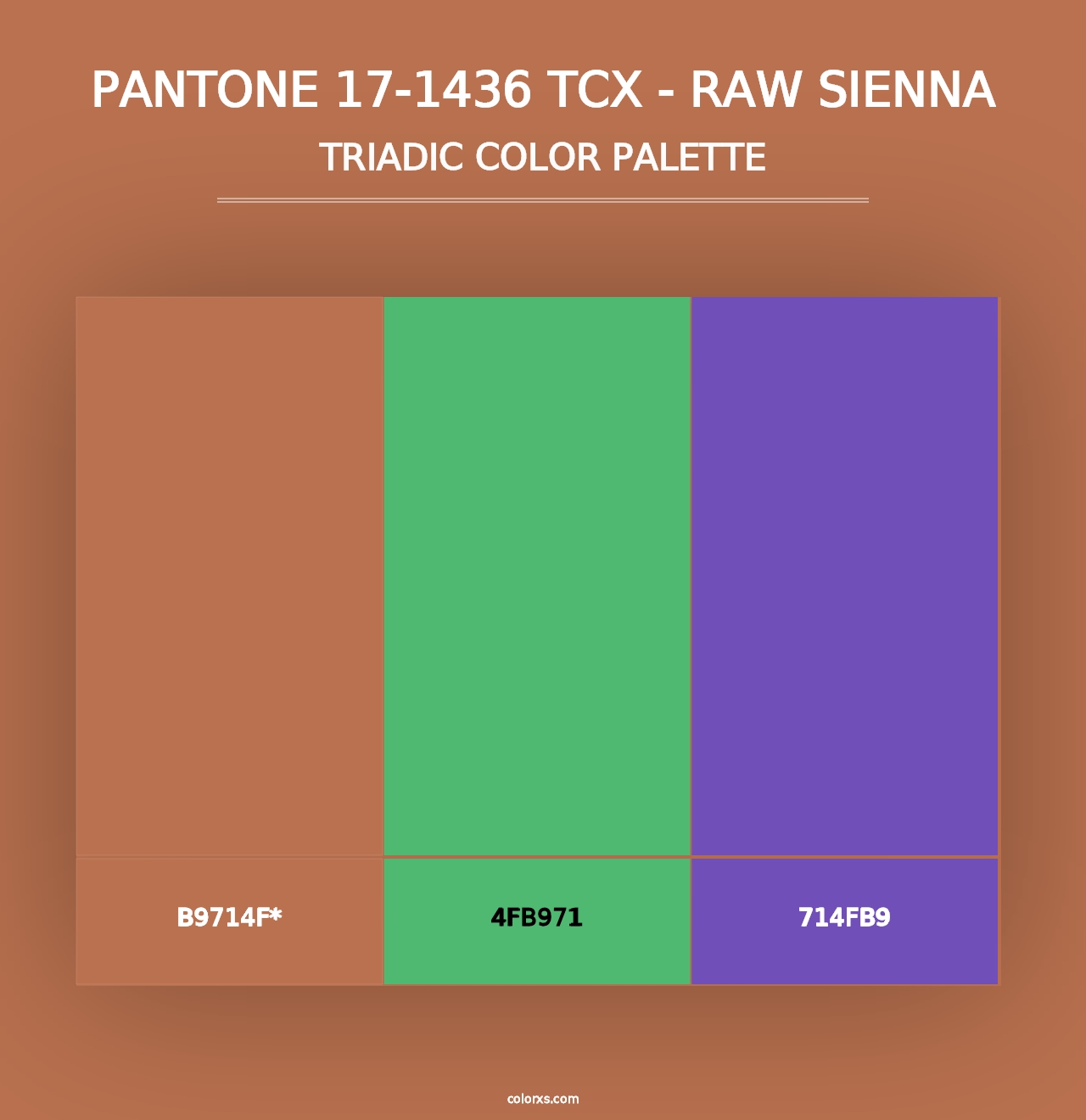 PANTONE 17-1436 TCX - Raw Sienna - Triadic Color Palette