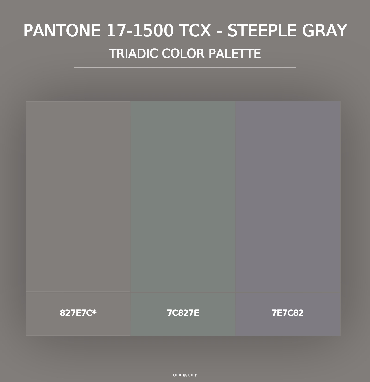 PANTONE 17-1500 TCX - Steeple Gray - Triadic Color Palette