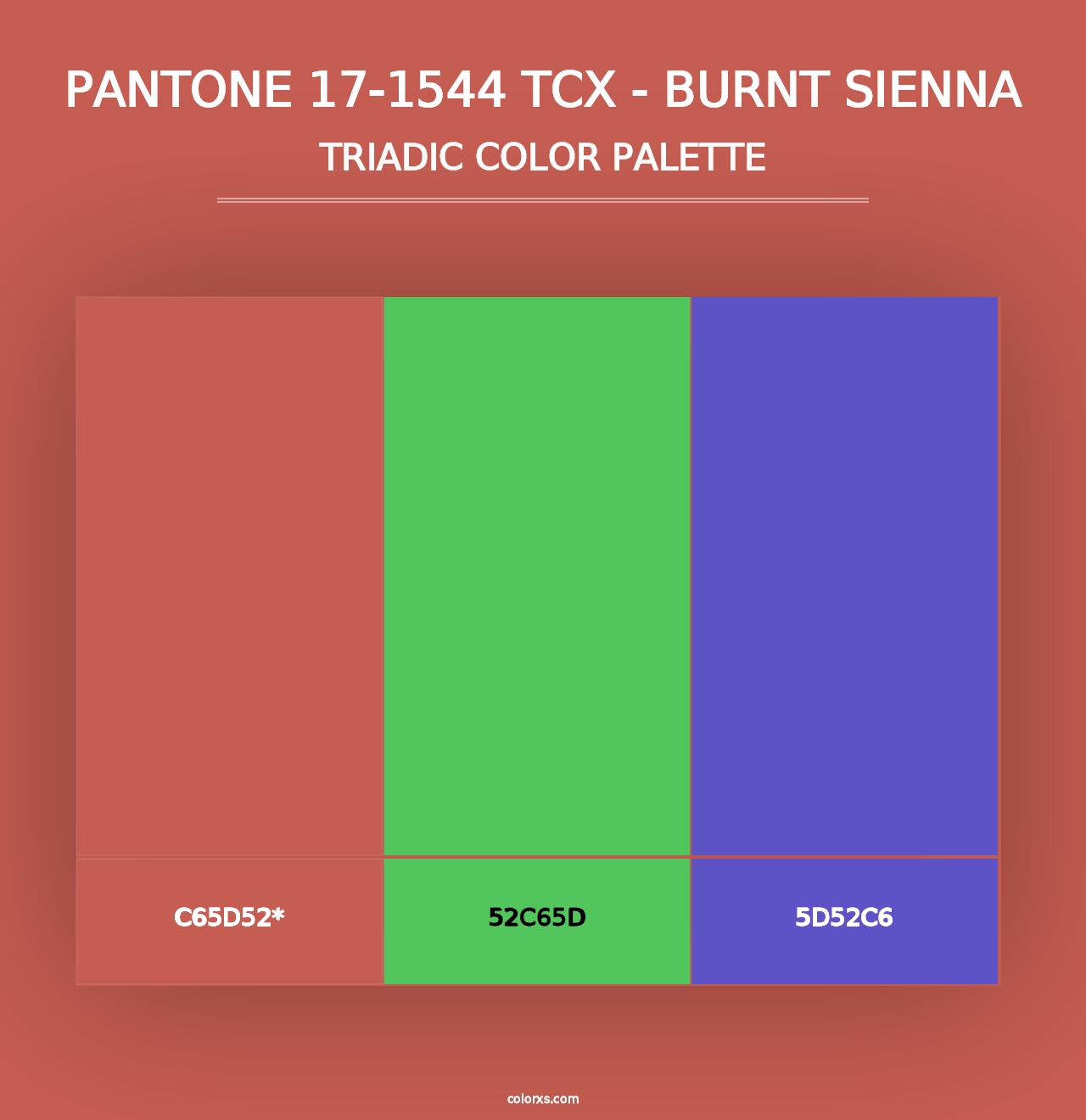 PANTONE 17-1544 TCX - Burnt Sienna - Triadic Color Palette