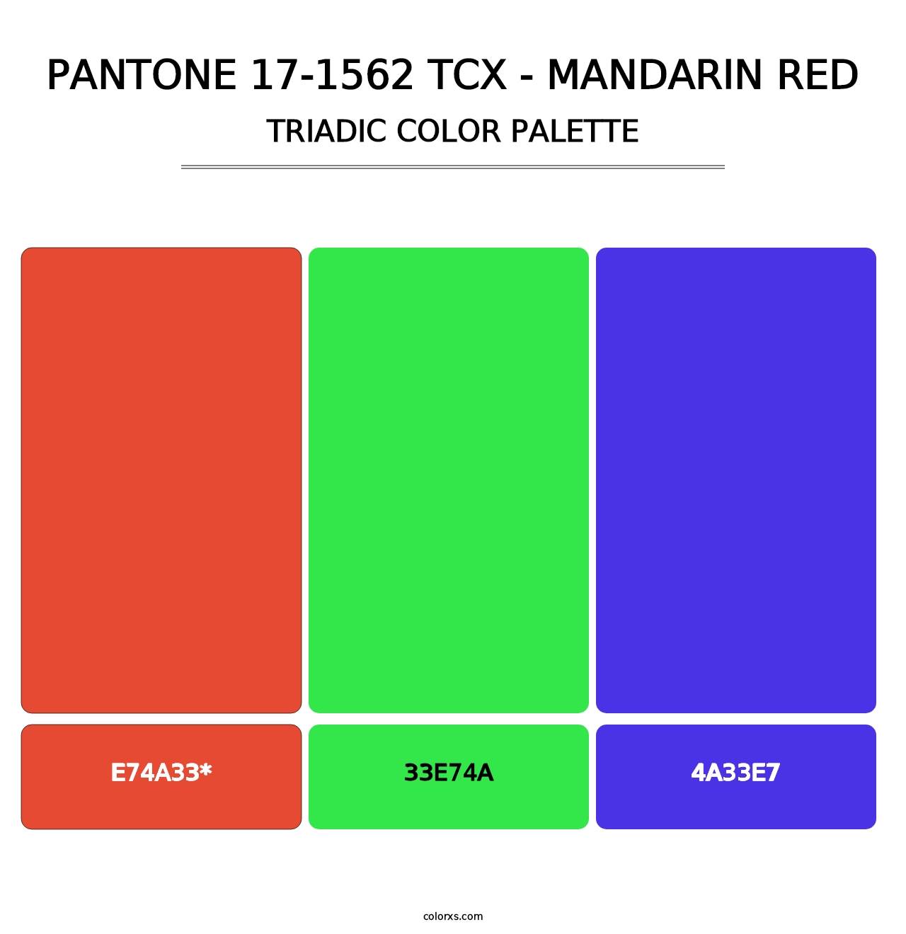 PANTONE 17-1562 TCX - Mandarin Red - Triadic Color Palette