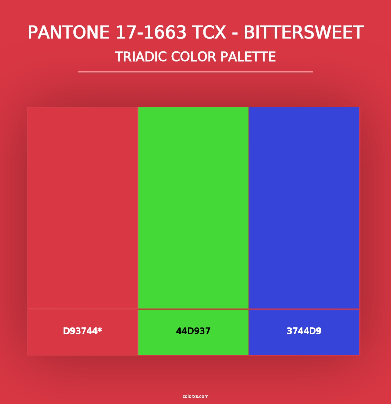 PANTONE 17-1663 TCX - Bittersweet - Triadic Color Palette