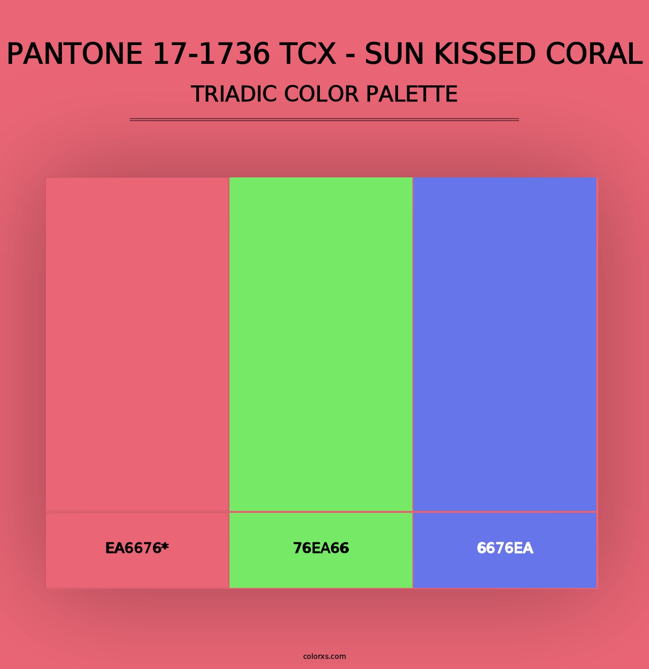 PANTONE 17-1736 TCX - Sun Kissed Coral - Triadic Color Palette