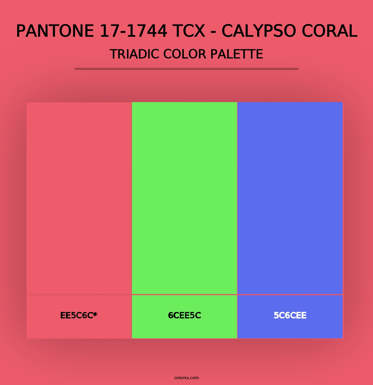 PANTONE 17-1744 TCX - Calypso Coral - Triadic Color Palette