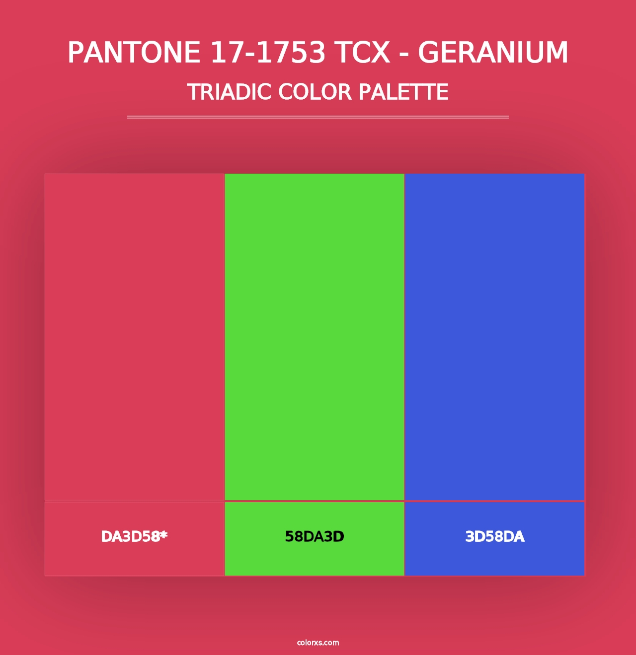 PANTONE 17-1753 TCX - Geranium - Triadic Color Palette