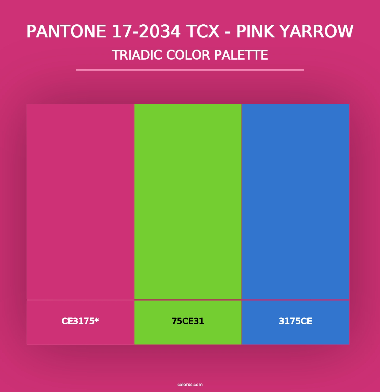 PANTONE 17-2034 TCX - Pink Yarrow - Triadic Color Palette