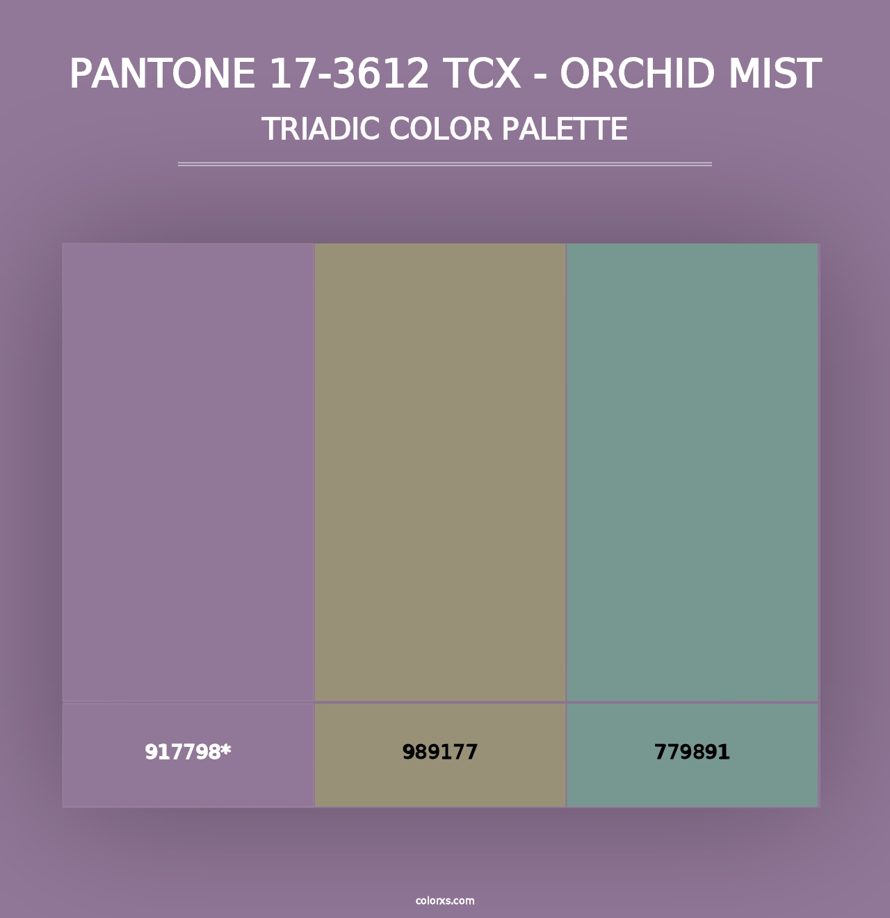 PANTONE 17-3612 TCX - Orchid Mist - Triadic Color Palette