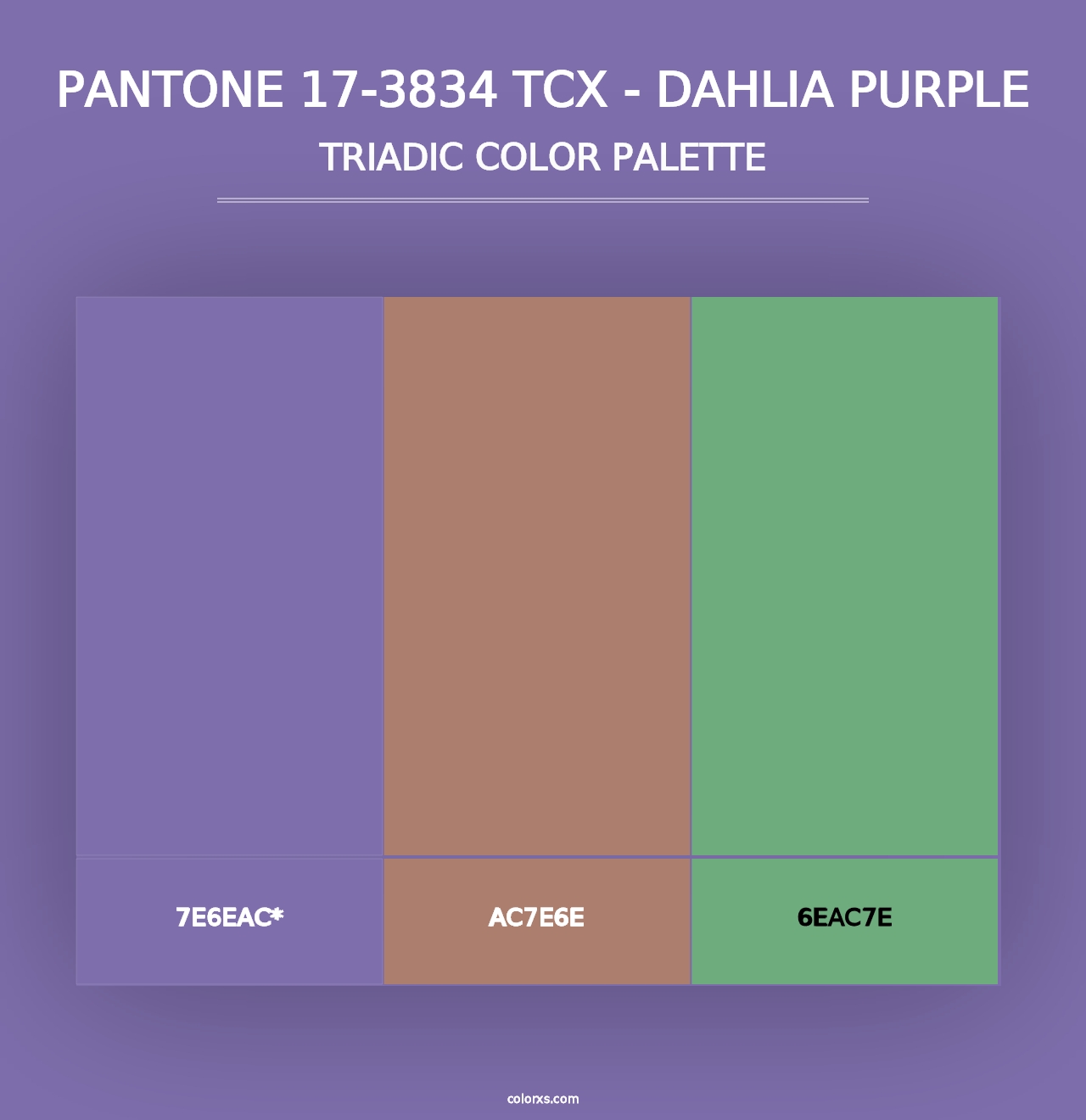 PANTONE 17-3834 TCX - Dahlia Purple - Triadic Color Palette