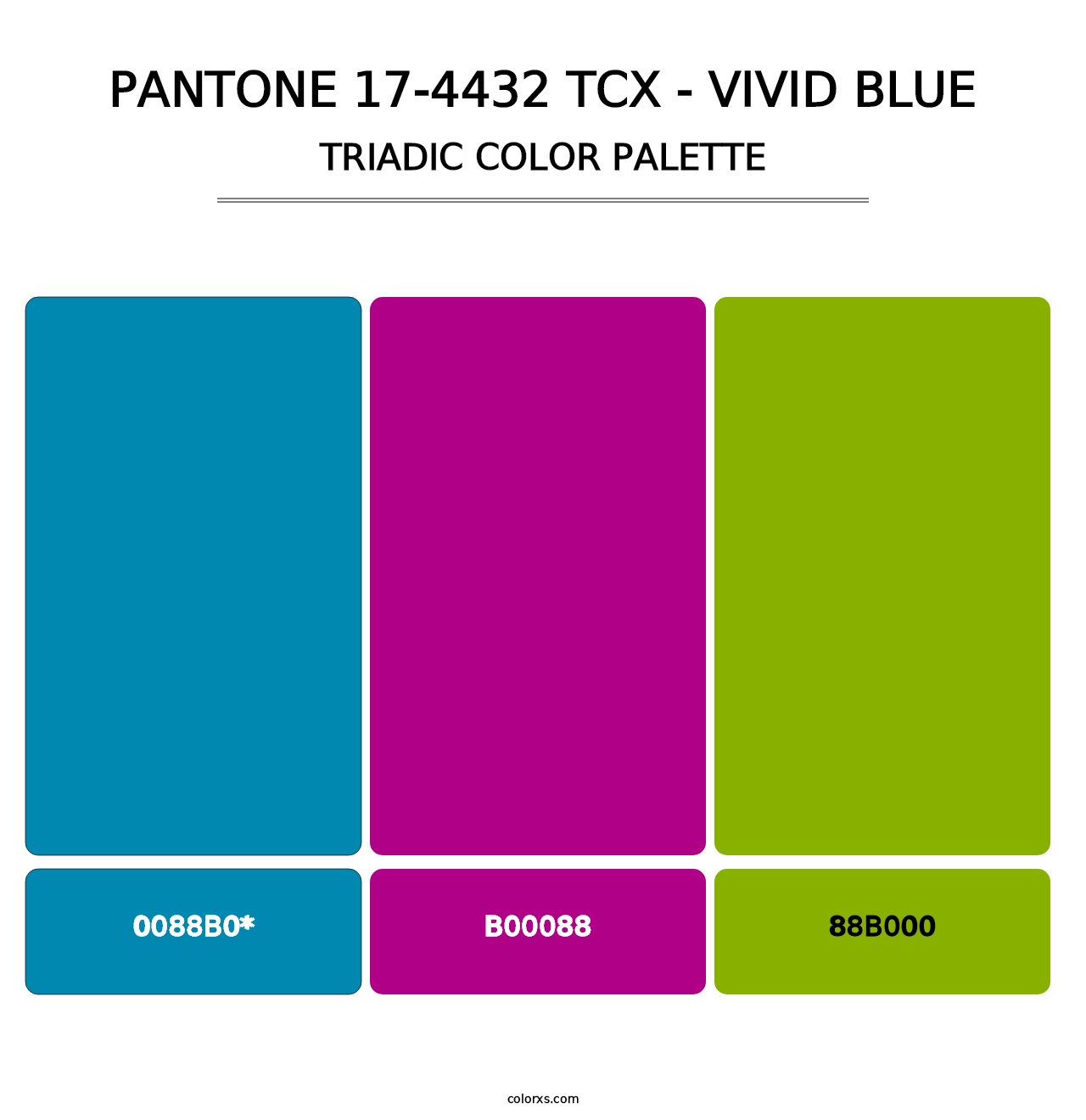 PANTONE 17-4432 TCX - Vivid Blue - Triadic Color Palette