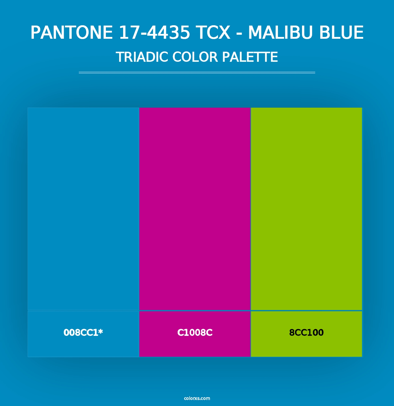 PANTONE 17-4435 TCX - Malibu Blue - Triadic Color Palette