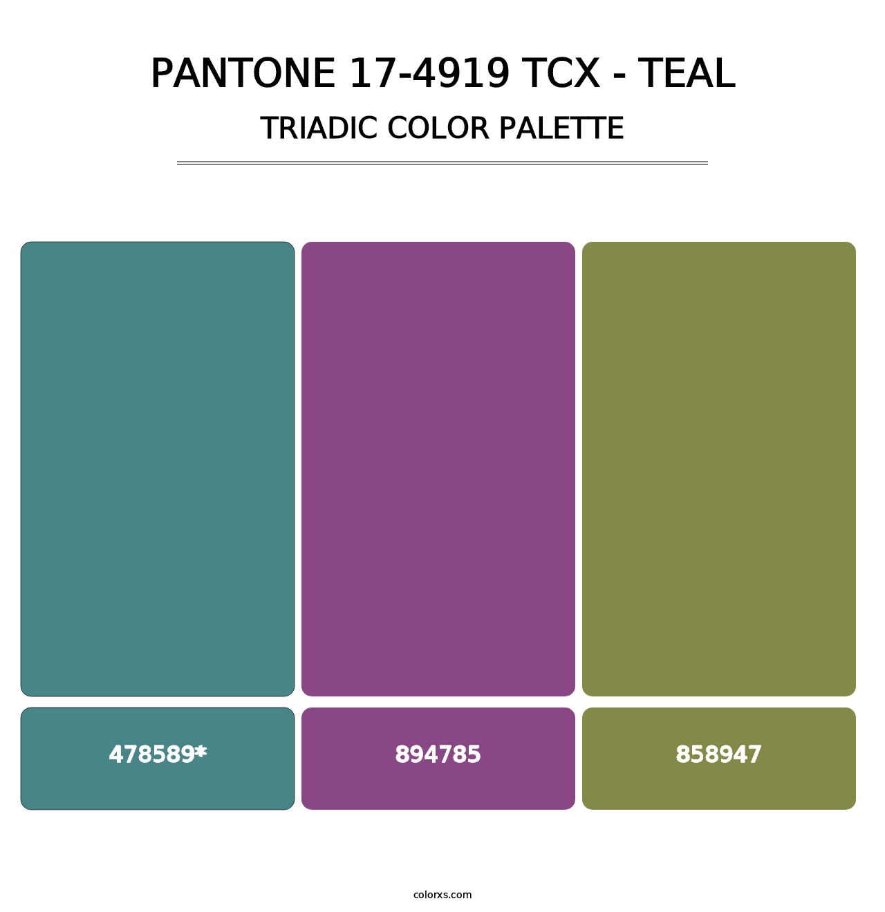 PANTONE 17-4919 TCX - Teal - Triadic Color Palette