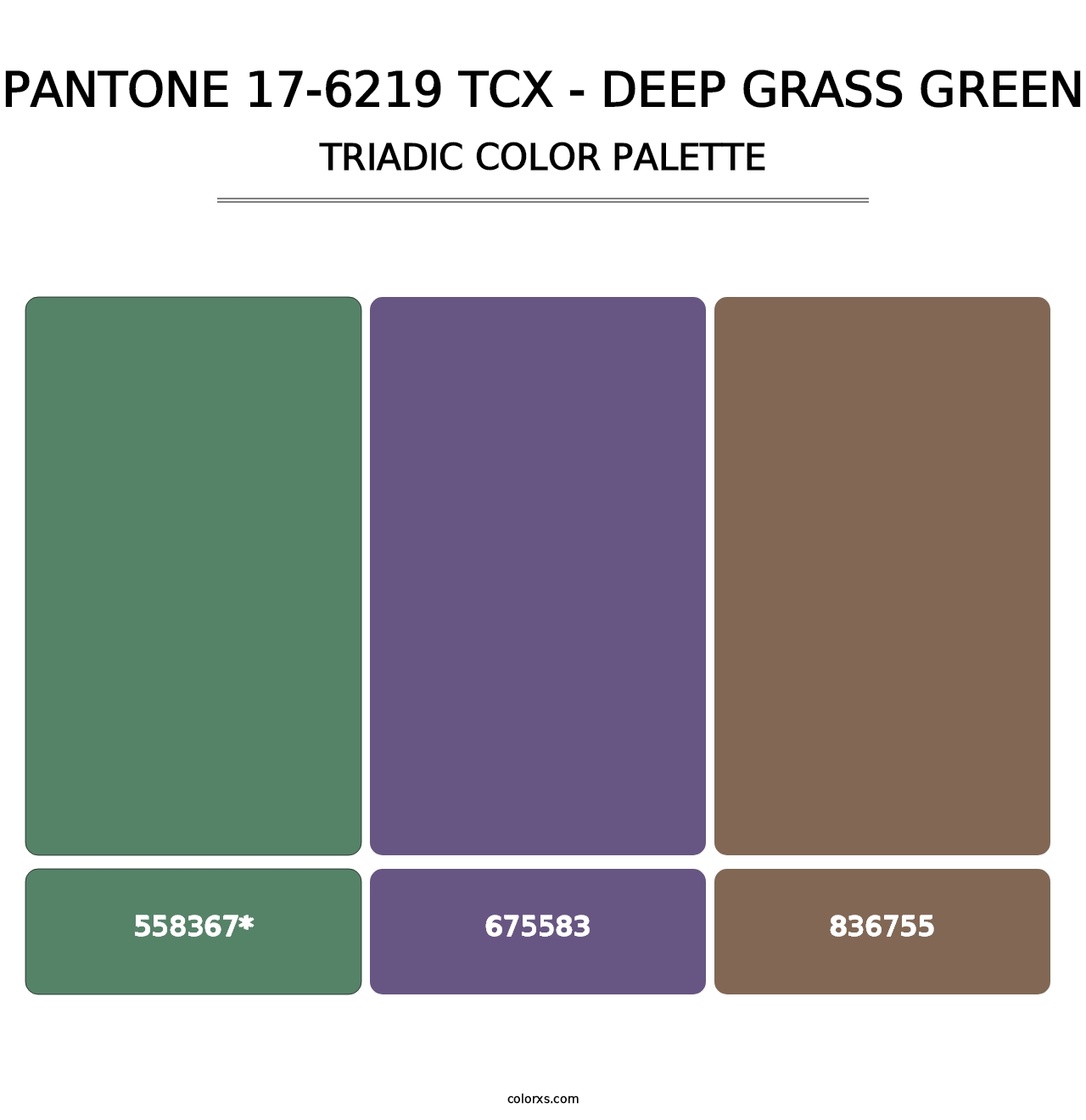 PANTONE 17-6219 TCX - Deep Grass Green - Triadic Color Palette