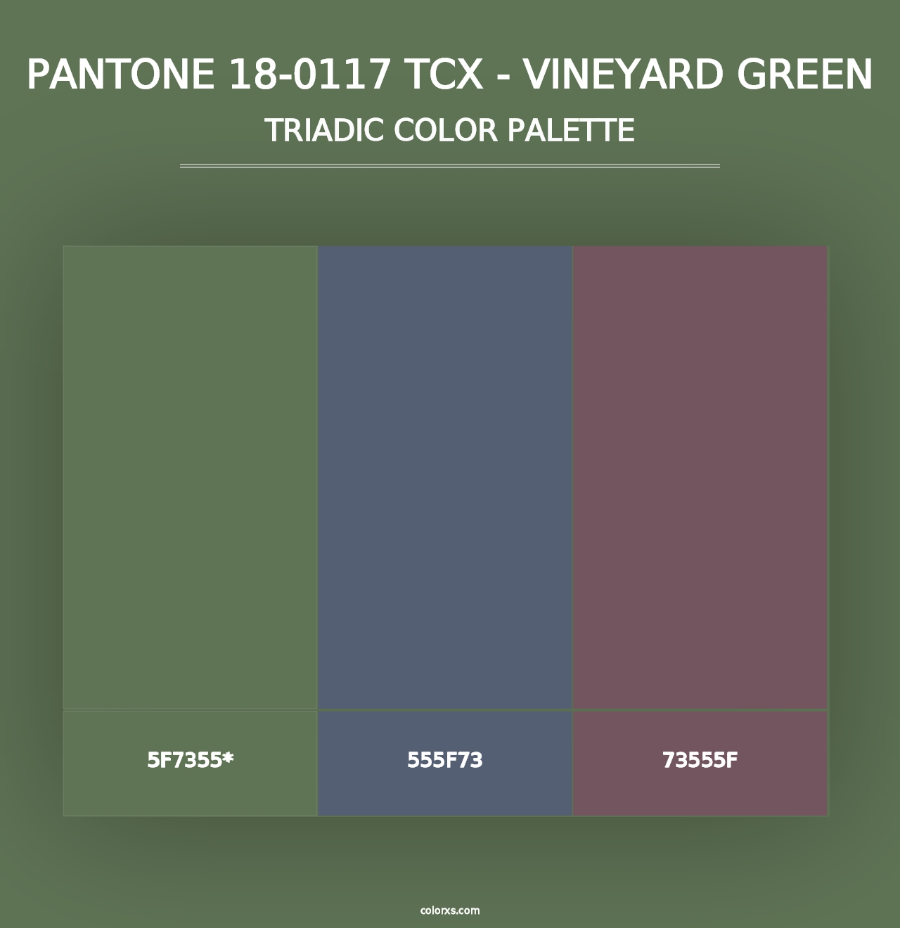 PANTONE 18-0117 TCX - Vineyard Green - Triadic Color Palette