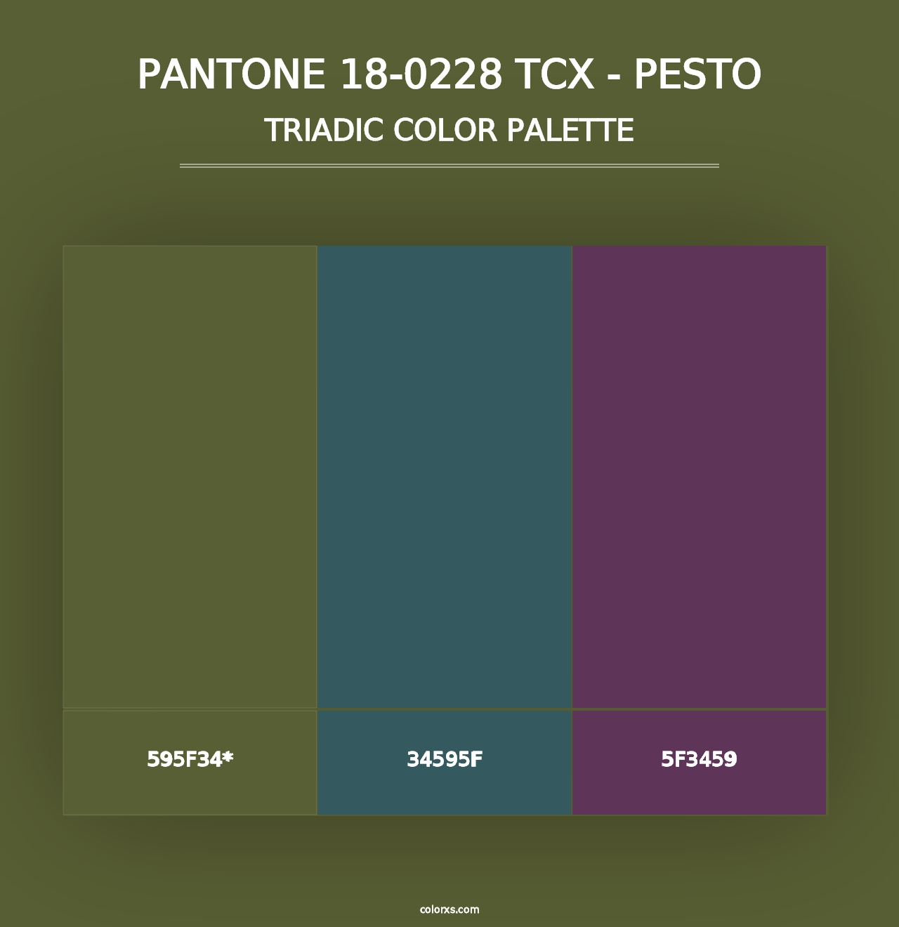 PANTONE 18-0228 TCX - Pesto - Triadic Color Palette