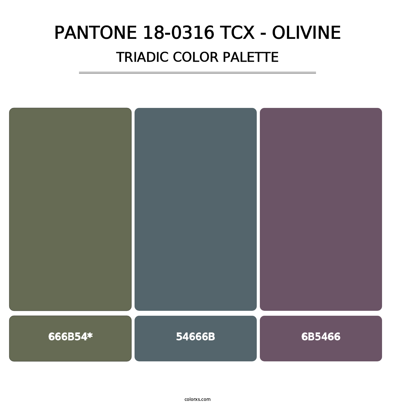 PANTONE 18-0316 TCX - Olivine - Triadic Color Palette