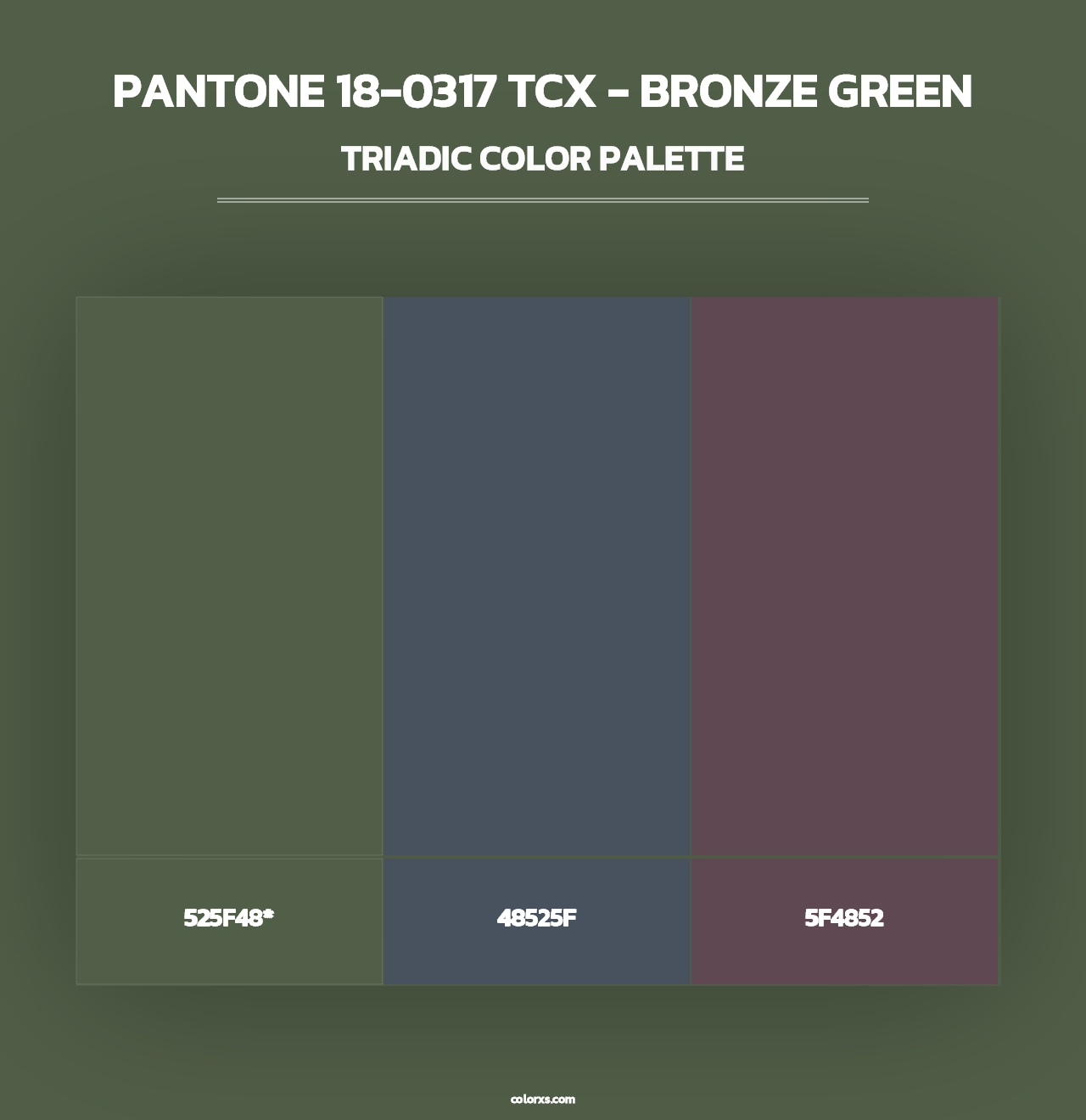 PANTONE 18-0317 TCX - Bronze Green - Triadic Color Palette