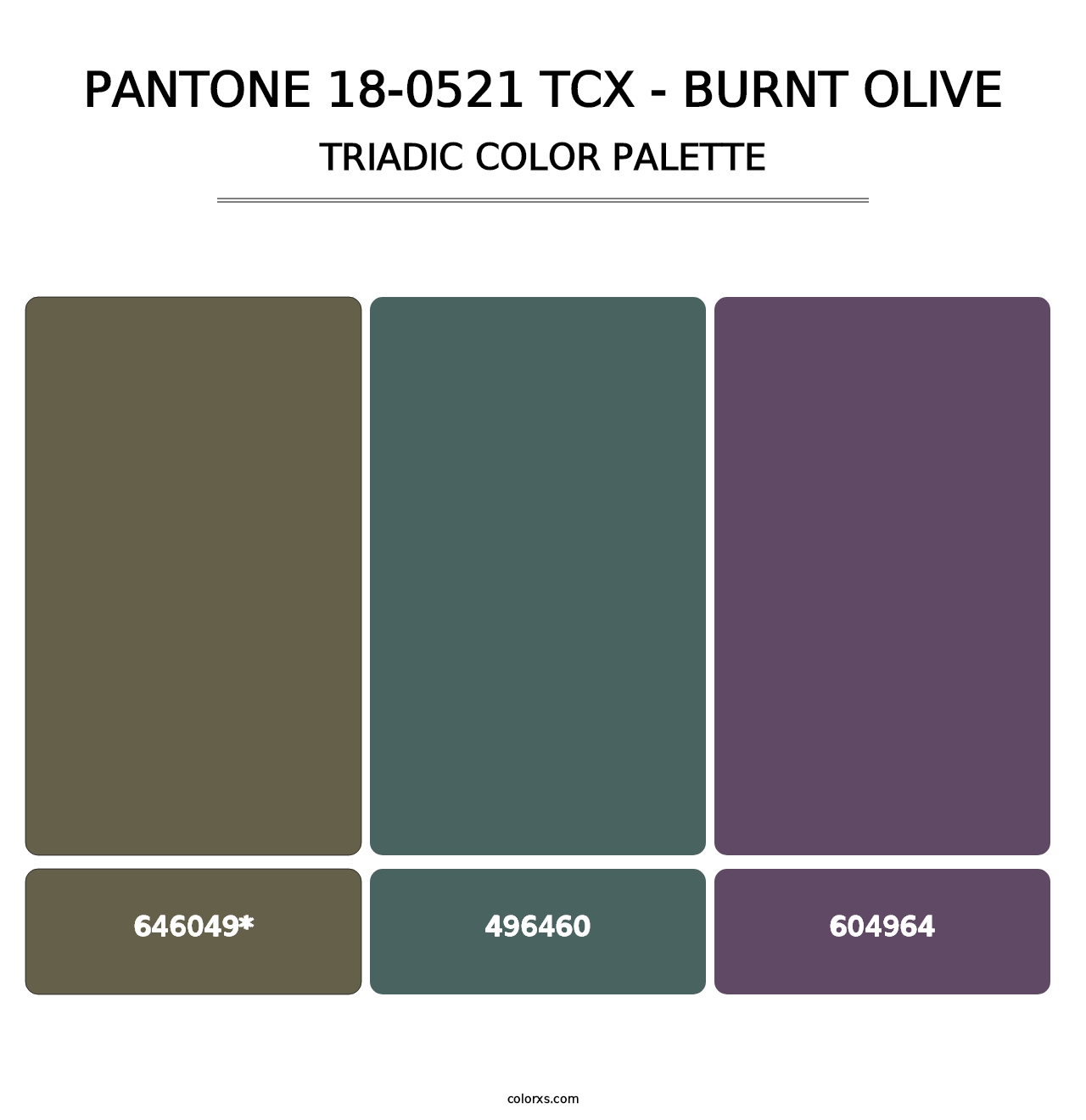 PANTONE 18-0521 TCX - Burnt Olive - Triadic Color Palette