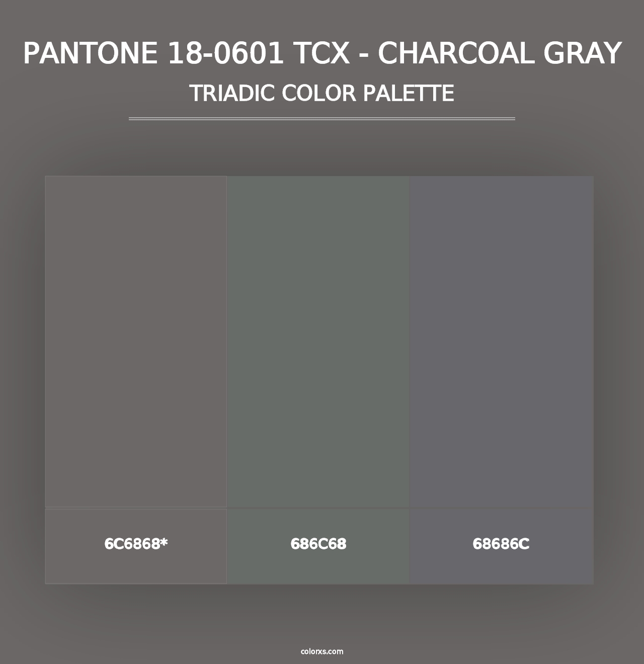 PANTONE 18-0601 TCX - Charcoal Gray - Triadic Color Palette