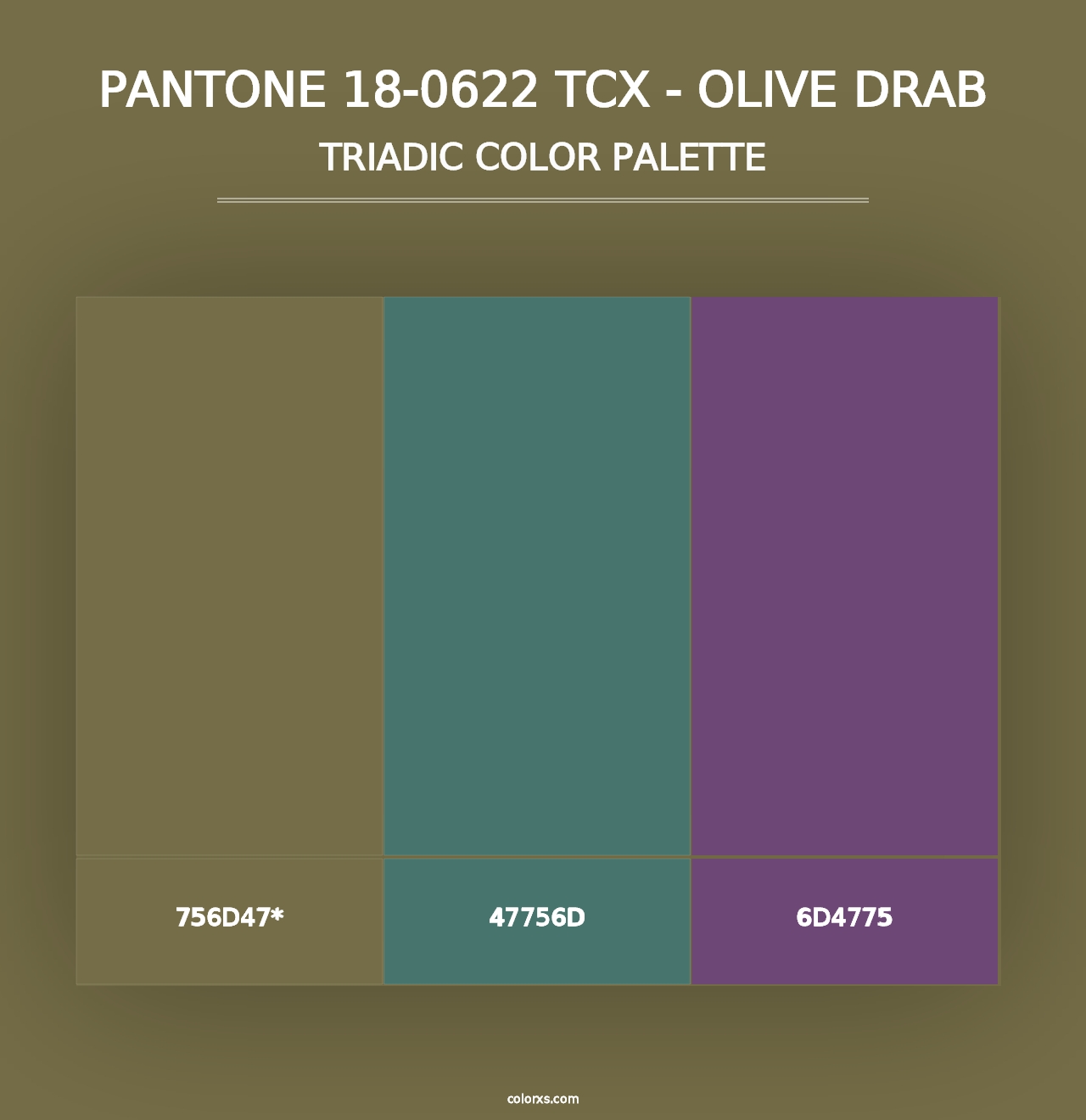 PANTONE 18-0622 TCX - Olive Drab - Triadic Color Palette