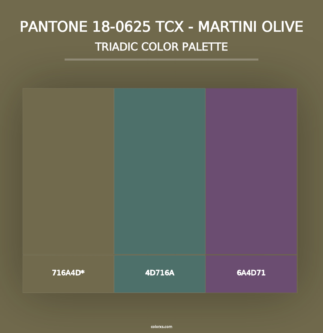 PANTONE 18-0625 TCX - Martini Olive - Triadic Color Palette