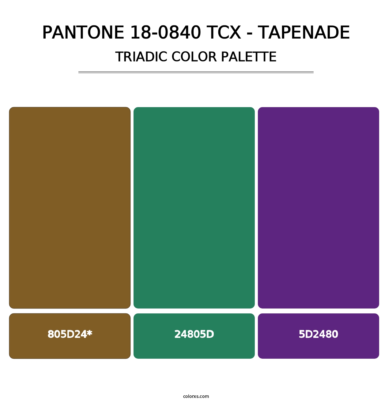 PANTONE 18-0840 TCX - Tapenade - Triadic Color Palette