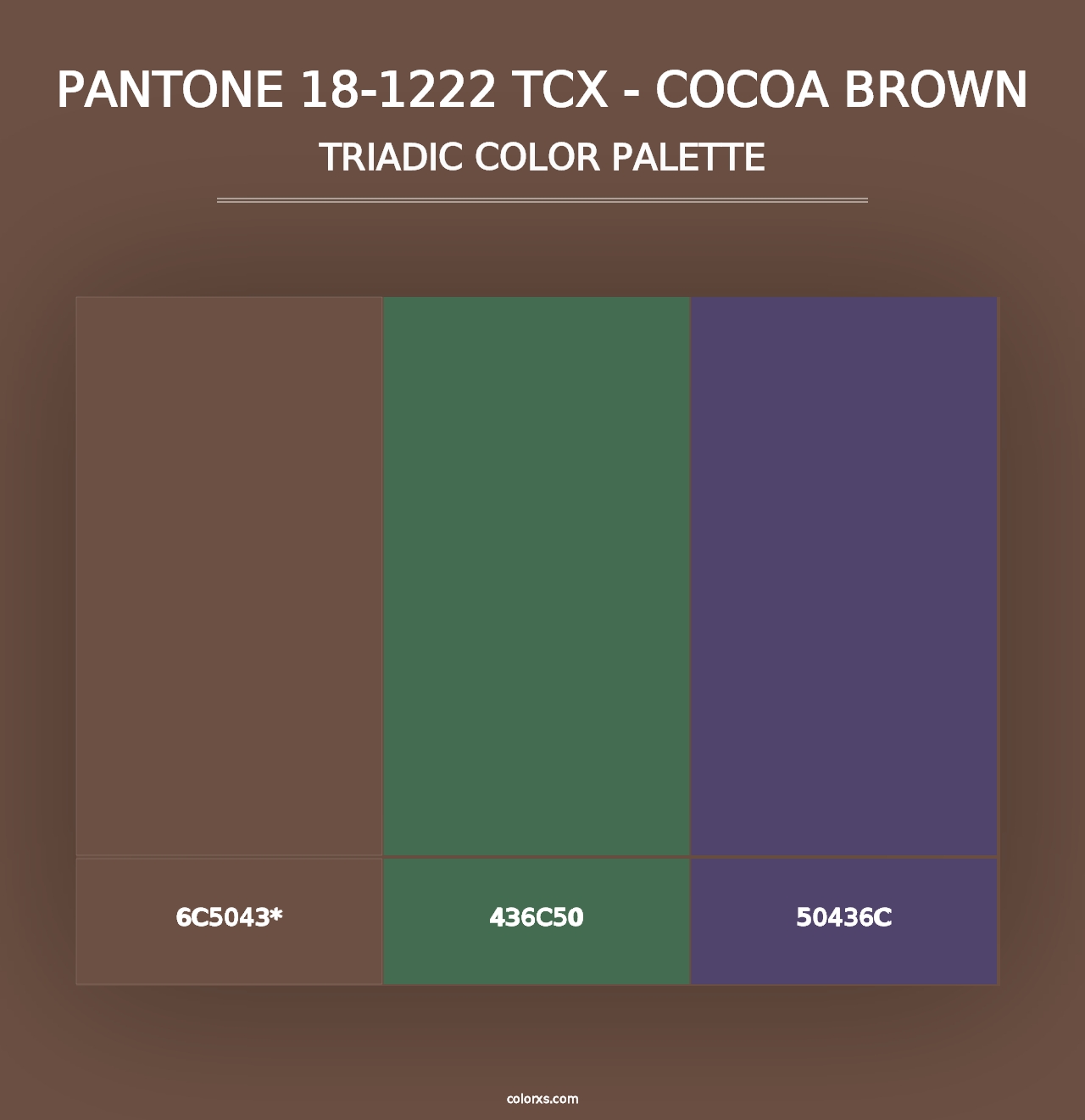 PANTONE 18-1222 TCX - Cocoa Brown - Triadic Color Palette