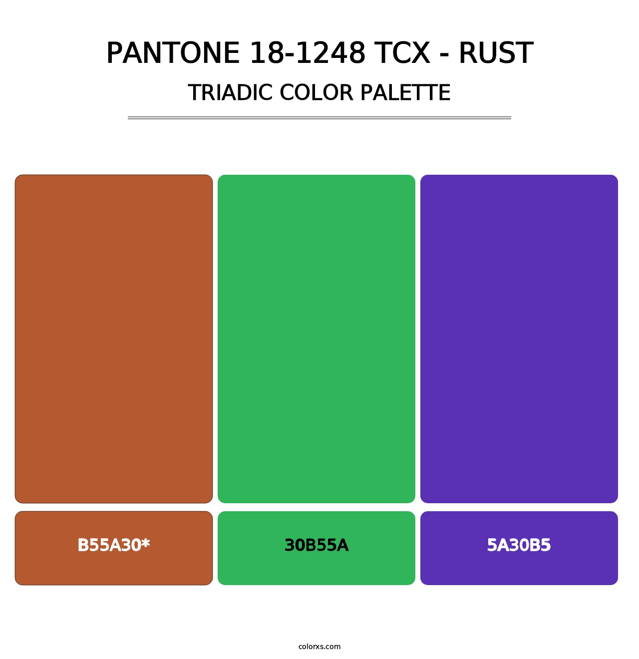 PANTONE 18-1248 TCX - Rust - Triadic Color Palette