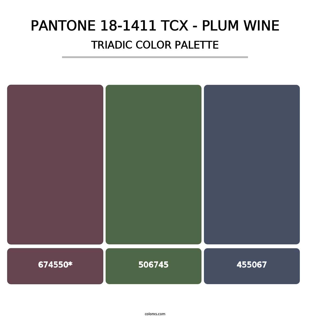 PANTONE 18-1411 TCX - Plum Wine - Triadic Color Palette