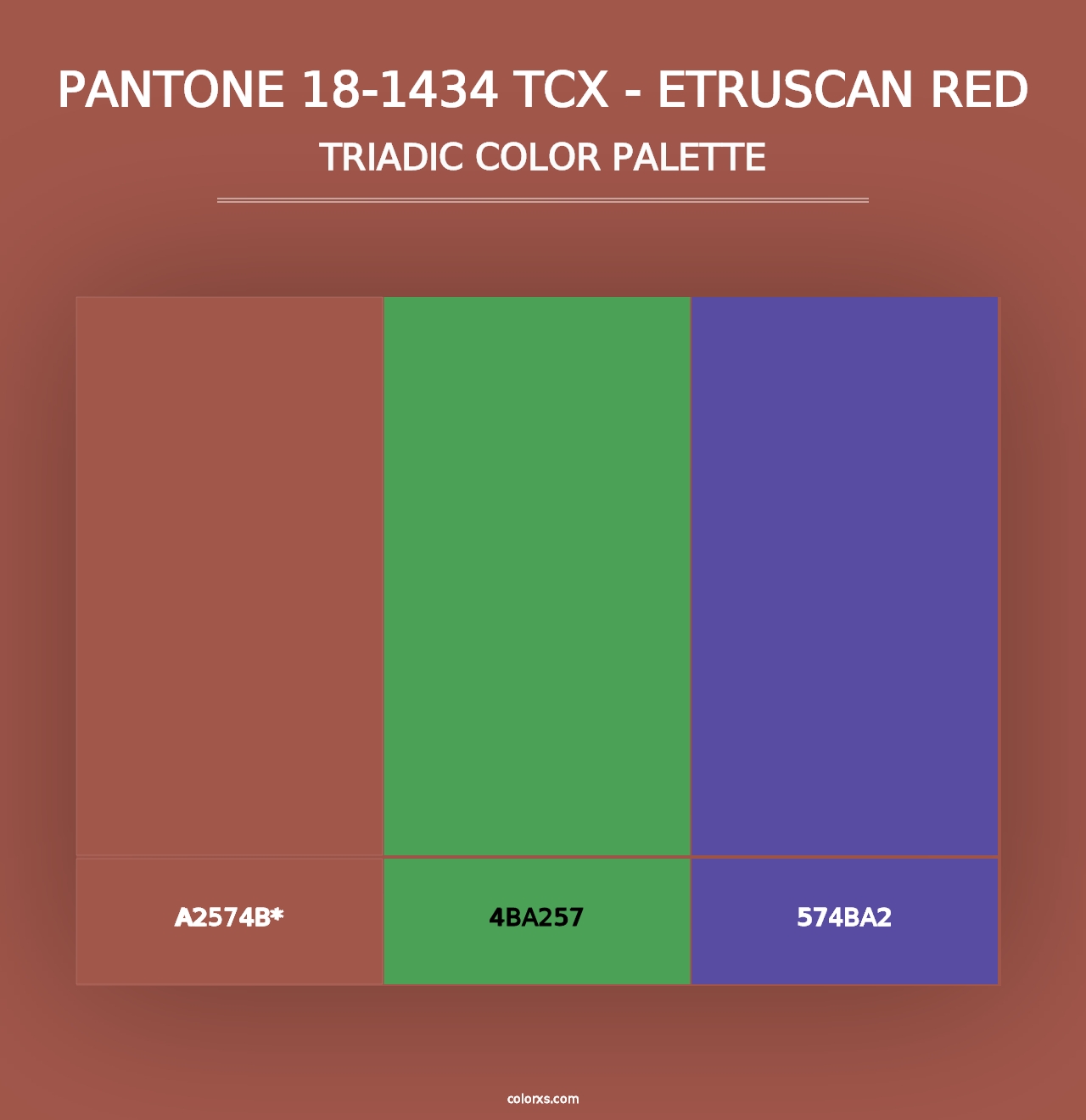 PANTONE 18-1434 TCX - Etruscan Red - Triadic Color Palette