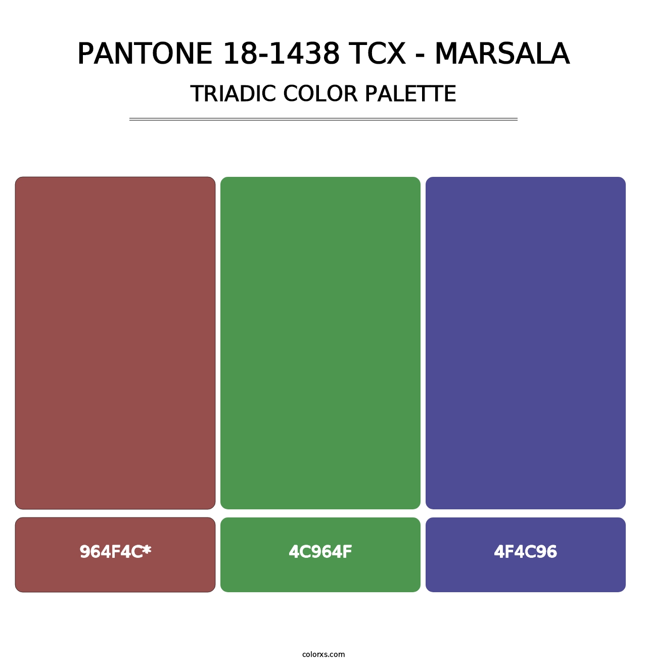 PANTONE 18-1438 TCX - Marsala - Triadic Color Palette