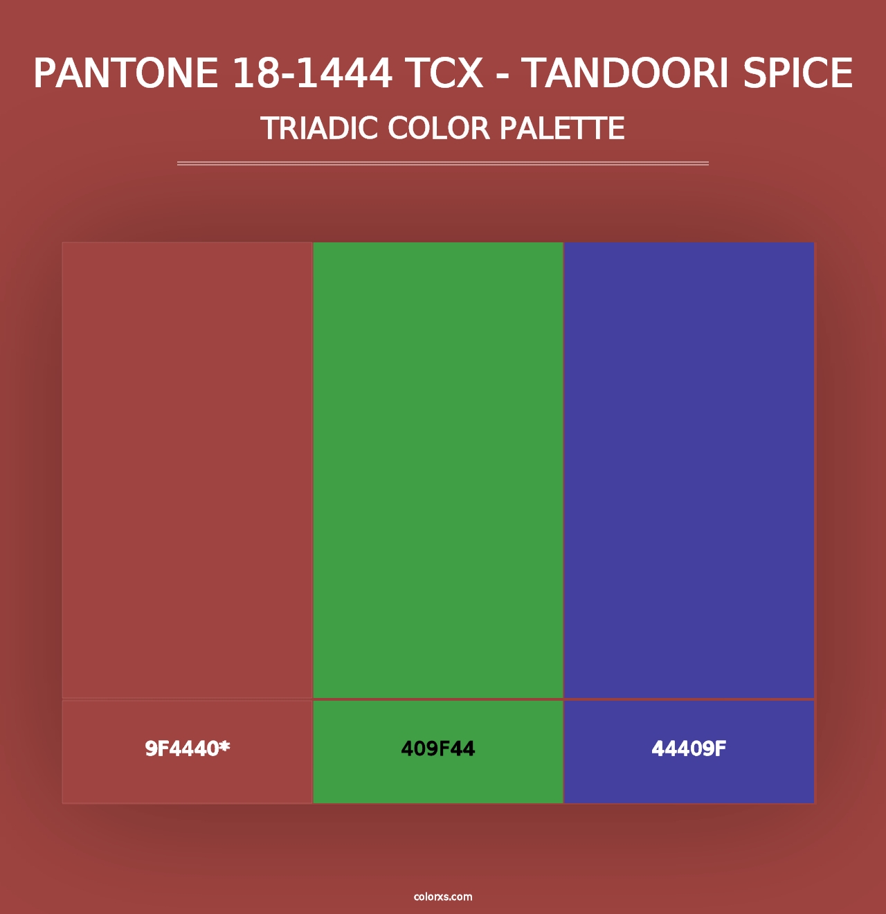 PANTONE 18-1444 TCX - Tandoori Spice - Triadic Color Palette